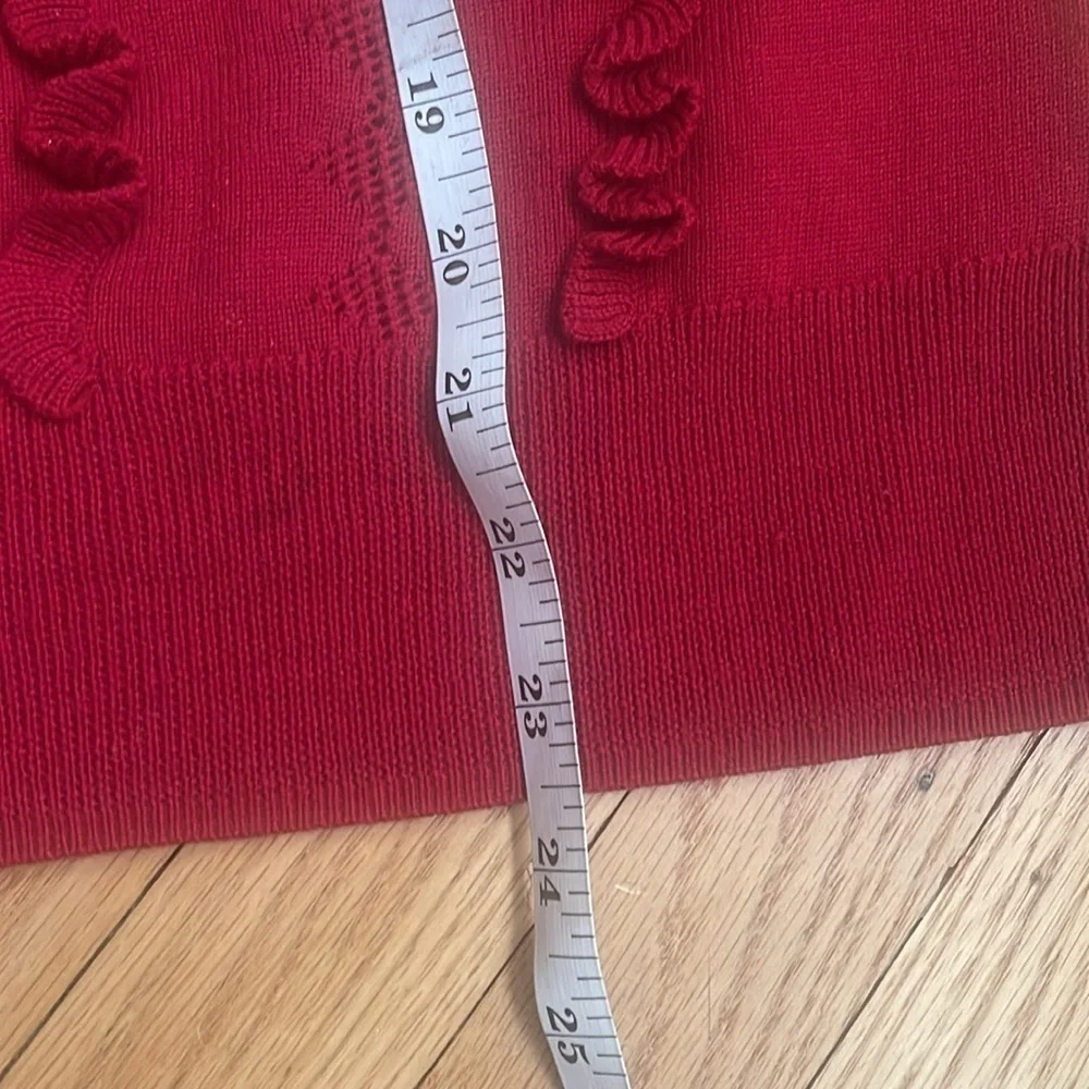Brooks Brothers Red Fleece Wool Ruffle Pullover Sweater Size L